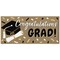 Big Dot of Happiness Black & White Graduation Kraft Paper Banner, Congratulations Grad Printed Brown Paper Party Sign Decoration – 1 Count